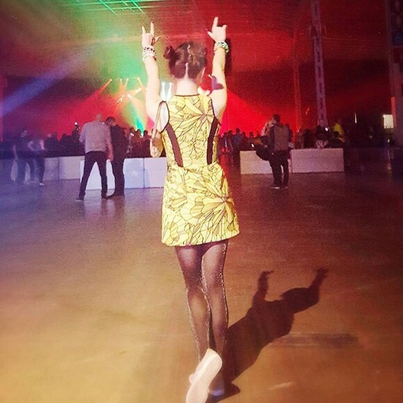 Mauna Kea Yellow Graphic Mini Dress S (Unique! Perfect for music festival!) - Picture 11 of 11